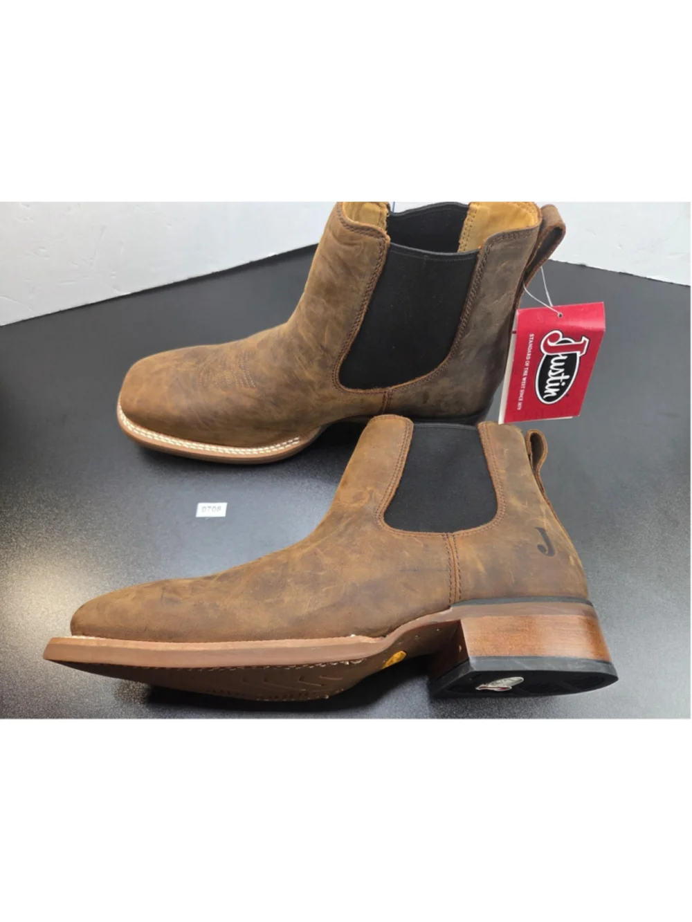 Justin FN4150 Men’s Chelsea Western Boots Brown Leather Slip On Size 11D NWT 708